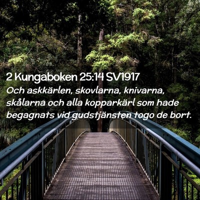 Picture 02 - 2 Kungaboken 25:14 SV1917 - Och askkärlen, skovlarna, knivarna, skålarna - Bible Verse Picture