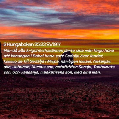 Picture 02 - 2 Kungaboken 25:23 SV1917 - När då alla krigshövitsmännen jämte sina - Bible Verse Picture