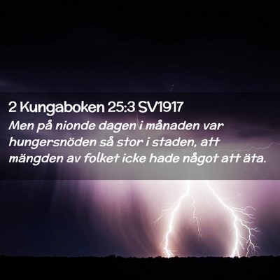 Picture 02 - 2 Kungaboken 25:3 SV1917 - Men på nionde dagen i månaden var hungersnöden - Bible Verse Picture