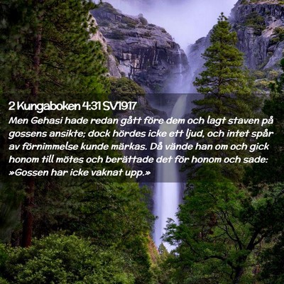 Picture 02 - 2 Kungaboken 4:31 SV1917 - Men Gehasi hade redan gått före dem och lagt - Bible Verse Picture