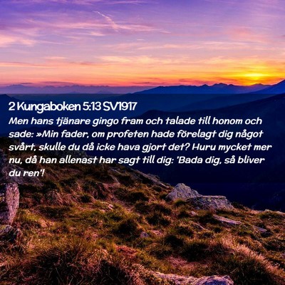 Picture 02 - 2 Kungaboken 5:13 SV1917 - Men hans tjänare gingo fram och talade till - Bible Verse Picture