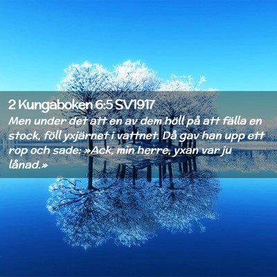 Picture 02 - 2 Kungaboken 6:5 SV1917 - Men under det att en av dem höll på att fälla - Bible Verse Picture