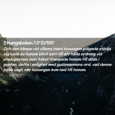 Picture 02 - 2 Kungaboken 7:17 SV1917 - Och den kämpe vid vilkens hand konungen plägade - Bible Verse Picture