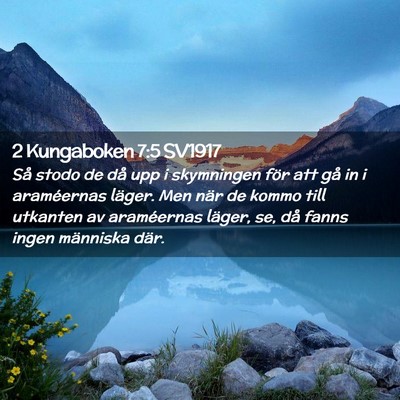 Picture 02 - 2 Kungaboken 7:5 SV1917 - Så stodo de då upp i skymningen för att gå in - Bible Verse Picture