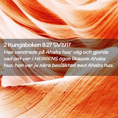 Picture 02 - 2 Kungaboken 8:27 SV1917 - Han vandrade på Ahabs hus' väg och gjorde vad - Bible Verse Picture
