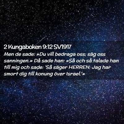 Picture 02 - 2 Kungaboken 9:12 SV1917 - Men de sade: »Du vill bedraga oss; säg oss - Bible Verse Picture