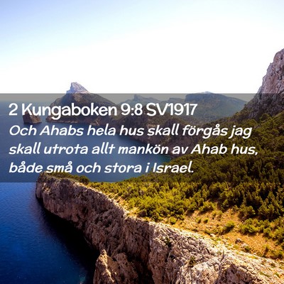 Picture 02 - 2 Kungaboken 9:8 SV1917 - Och Ahabs hela hus skall förgås jag skall - Bible Verse Picture