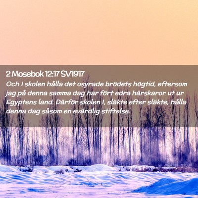 Picture 02 - 2 Mosebok 12:17 SV1917 - Och I skolen hålla det osyrade brödets högtid, - Bible Verse Picture