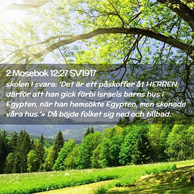 Picture 02 - 2 Mosebok 12:27 SV1917 - skolen I svara: 'Det är ett påskoffer åt - Bible Verse Picture