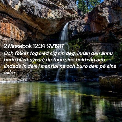 Picture 02 - 2 Mosebok 12:34 SV1917 - Och folket tog med sig sin deg, innan den ännu - Bible Verse Picture