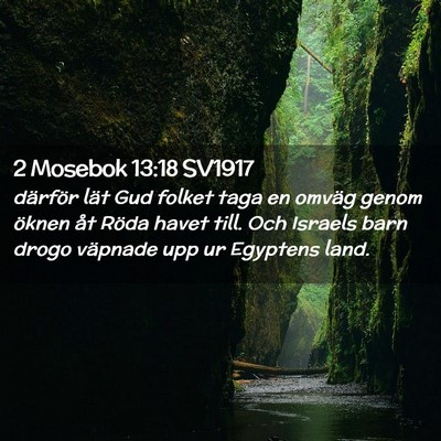 Picture 02 - 2 Mosebok 13:18 SV1917 - därför lät Gud folket taga en omväg genom - Bible Verse Picture