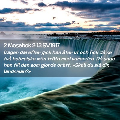 Picture 02 - 2 Mosebok 2:13 SV1917 - Dagen därefter gick han åter ut och fick då se - Bible Verse Picture