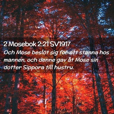 Picture 02 - 2 Mosebok 2:21 SV1917 - Och Mose beslöt sig för att stanna hos mannen, - Bible Verse Picture