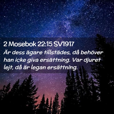Picture 02 - 2 Mosebok 22:15 SV1917 - Är dess ägare tillstädes, då behöver han - Bible Verse Picture