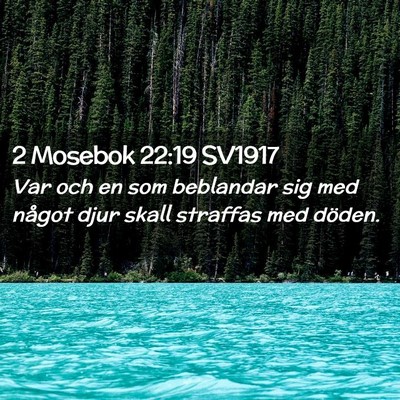 Picture 02 - 2 Mosebok 22:19 SV1917 - Var och en som beblandar sig med något djur - Bible Verse Picture