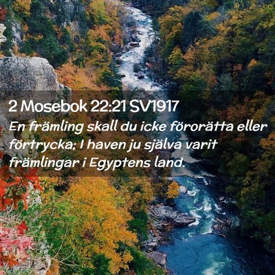 Picture 02 - 2 Mosebok 22:21 SV1917 - En främling skall du icke förorätta eller - Bible Verse Picture