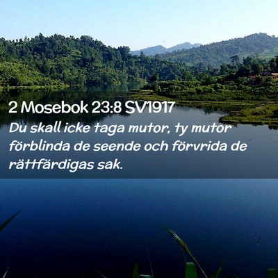 Picture 02 - 2 Mosebok 23:8 SV1917 - Du skall icke taga mutor, ty mutor förblinda de - Bible Verse Picture