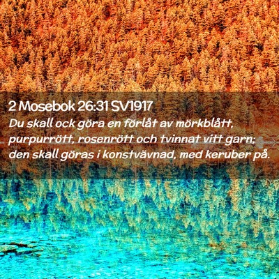 Picture 02 - 2 Mosebok 26:31 SV1917 - Du skall ock göra en förlåt av mörkblått, - Bible Verse Picture