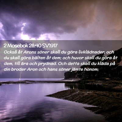 Picture 02 - 2 Mosebok 28:40 SV1917 - Också åt Arons söner skall du göra - Bible Verse Picture