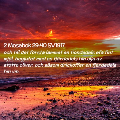 Picture 02 - 2 Mosebok 29:40 SV1917 - och till det första lammet en tiondedels efa - Bible Verse Picture