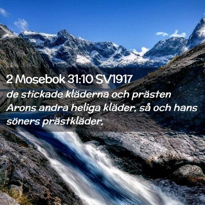 Picture 02 - 2 Mosebok 31:10 SV1917 - de stickade kläderna och prästen Arons andra - Bible Verse Picture