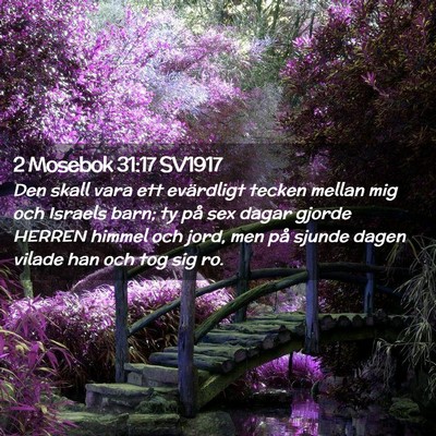 Picture 02 - 2 Mosebok 31:17 SV1917 - Den skall vara ett evärdligt tecken mellan mig - Bible Verse Picture