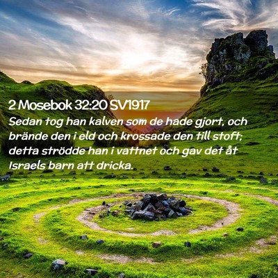 Picture 02 - 2 Mosebok 32:20 SV1917 - Sedan tog han kalven som de hade gjort, och - Bible Verse Picture