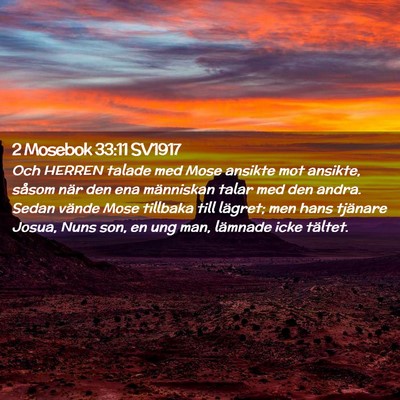 Picture 02 - 2 Mosebok 33:11 SV1917 - Och HERREN talade med Mose ansikte mot ansikte, - Bible Verse Picture
