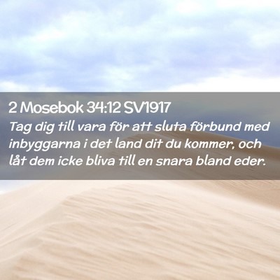 Picture 02 - 2 Mosebok 34:12 SV1917 - Tag dig till vara för att sluta förbund med - Bible Verse Picture