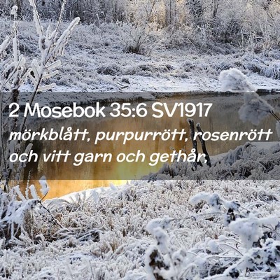 Picture 02 - 2 Mosebok 35:6 SV1917 - mörkblått, purpurrött, rosenrött och vitt - Bible Verse Picture