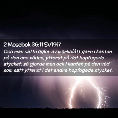 Picture 02 - 2 Mosebok 36:11 SV1917 - Och man satte öglor av mörkblått garn i kanten - Bible Verse Picture