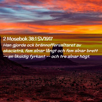 Picture 02 - 2 Mosebok 38:1 SV1917 - Han gjorde ock brännoffersaltaret av akacieträ, - Bible Verse Picture