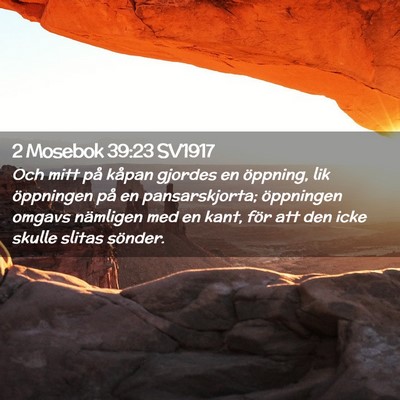 Picture 02 - 2 Mosebok 39:23 SV1917 - Och mitt på kåpan gjordes en öppning, lik - Bible Verse Picture