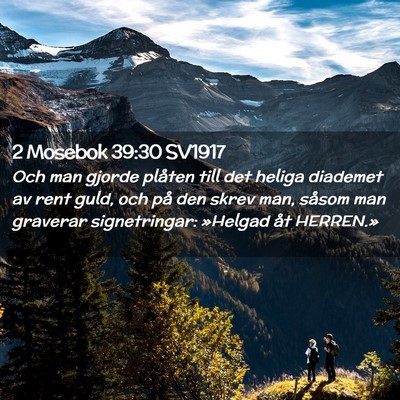 Picture 02 - 2 Mosebok 39:30 SV1917 - Och man gjorde plåten till det heliga diademet - Bible Verse Picture