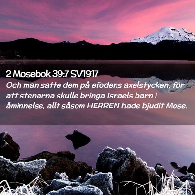 Picture 02 - 2 Mosebok 39:7 SV1917 - Och man satte dem på efodens axelstycken, för - Bible Verse Picture