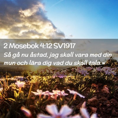 Picture 02 - 2 Mosebok 4:12 SV1917 - Så gå nu åstad, jag skall vara med din mun och - Bible Verse Picture