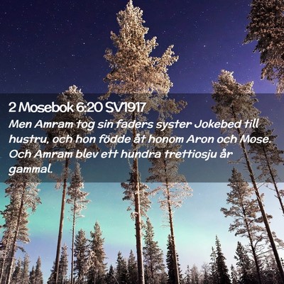 Picture 02 - 2 Mosebok 6:20 SV1917 - Men Amram tog sin faders syster Jokebed till - Bible Verse Picture