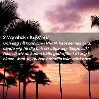 Picture 02 - 2 Mosebok 7:16 SV1917 - Och säg till honom: HERREN, hebréernas Gud, - Bible Verse Picture