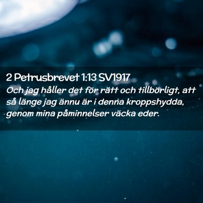 Picture 02 - 2 Petrusbrevet 1:13 SV1917 - Och jag håller det för rätt och tillbörligt, - Bible Verse Picture