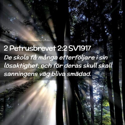 Picture 02 - 2 Petrusbrevet 2:2 SV1917 - De skola få många efterföljare i sin - Bible Verse Picture