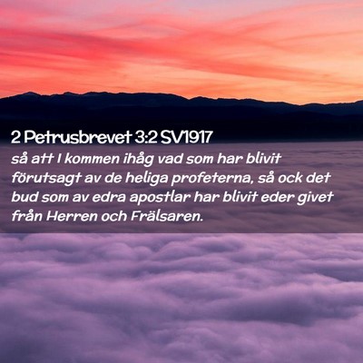 Picture 02 - 2 Petrusbrevet 3:2 SV1917 - så att I kommen ihåg vad som har blivit - Bible Verse Picture