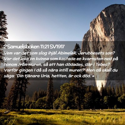 Picture 02 - 2 Samuelsboken 11:21 SV1917 - Vem var det som slog ihjäl Abimelek, Jerubbesets - Bible Verse Picture