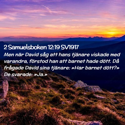 Picture 02 - 2 Samuelsboken 12:19 SV1917 - Men när David såg att hans tjänare viskade med - Bible Verse Picture
