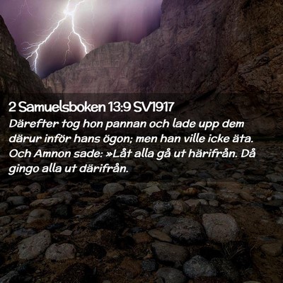 Picture 02 - 2 Samuelsboken 13:9 SV1917 - Därefter tog hon pannan och lade upp dem därur - Bible Verse Picture