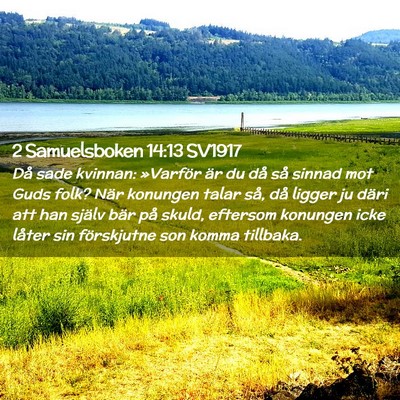 Picture 02 - 2 Samuelsboken 14:13 SV1917 - Då sade kvinnan: »Varför är du då så sinnad - Bible Verse Picture