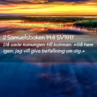 Picture 02 - 2 Samuelsboken 14:8 SV1917 - Då sade konungen till kvinnan: »Gå hem igen; - Bible Verse Picture