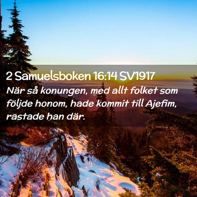 Picture 02 - 2 Samuelsboken 16:14 SV1917 - När så konungen, med allt folket som följde - Bible Verse Picture