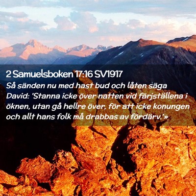 Picture 02 - 2 Samuelsboken 17:16 SV1917 - Så sänden nu med hast bud och låten säga - Bible Verse Picture