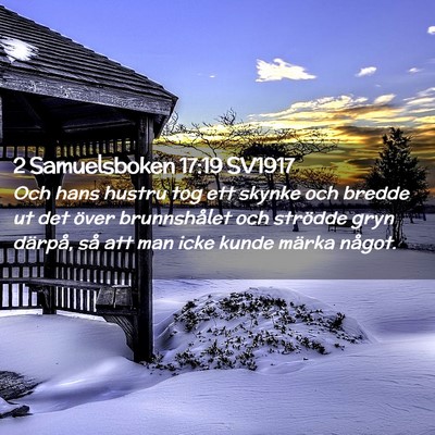 Picture 02 - 2 Samuelsboken 17:19 SV1917 - Och hans hustru tog ett skynke och bredde ut det - Bible Verse Picture