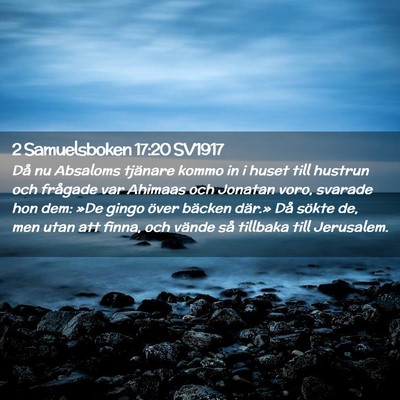 Picture 02 - 2 Samuelsboken 17:20 SV1917 - Då nu Absaloms tjänare kommo in i huset till - Bible Verse Picture